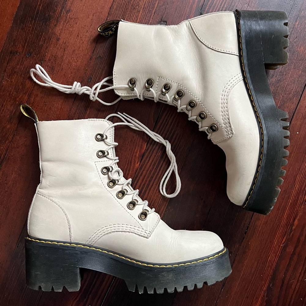 Dr. Martens Leather Boots in Leona Bone Air Wair
